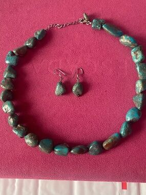 KHALSA EST 1979 - 2 PC GENUINE STONE .925 STERLING SILVER SET - NEW MEXICO